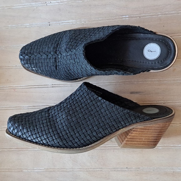 Joie Brand Western Heeled Woven Leather Blk Color Quality Comfortable Clogs Mugs - Picture 1 of 12